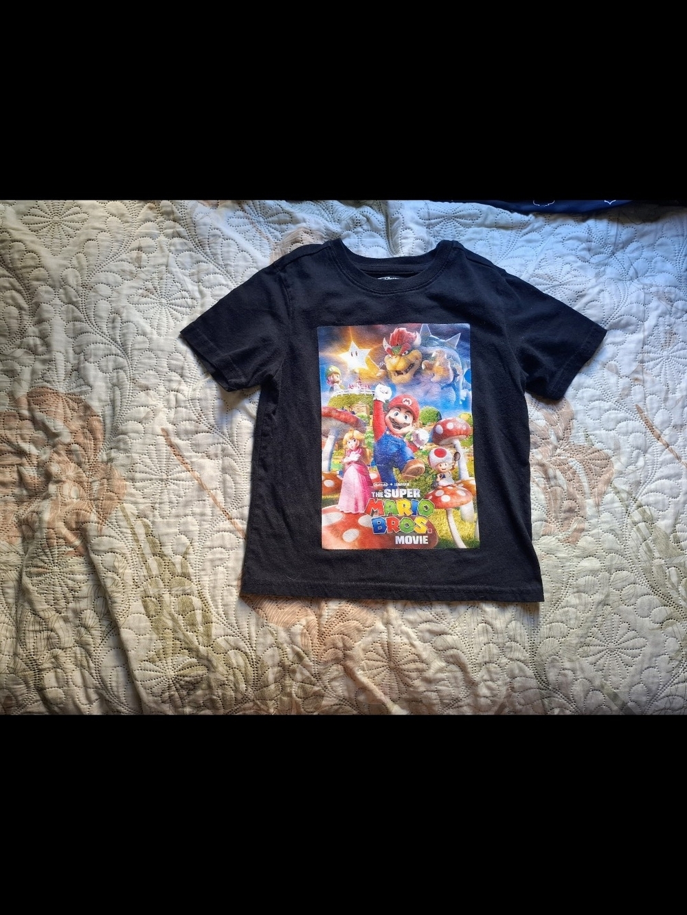 Nintendo Black Super Mario Movie Kids Graphic Tee